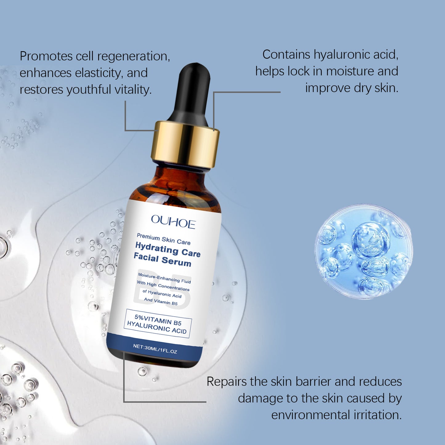 OUHOE B5 Facial Moisturizing Serum Moisturizes Facial Skin Daily Skin Care Serum