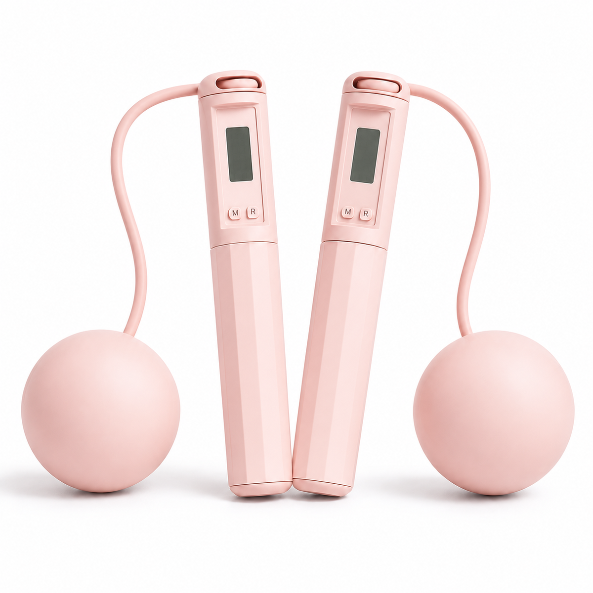 Pink cordless jump rope with large ball