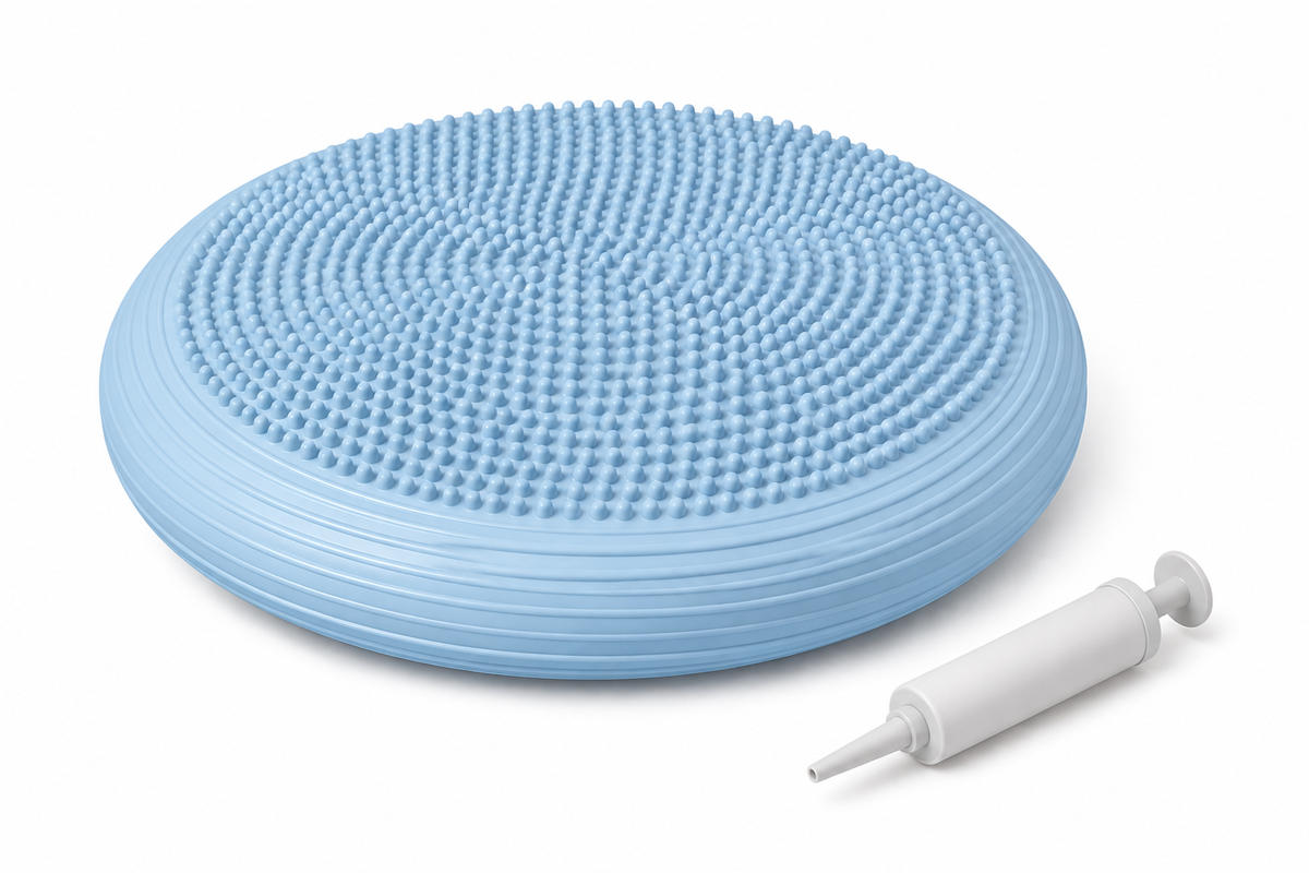 Light blue cushion with hand pump