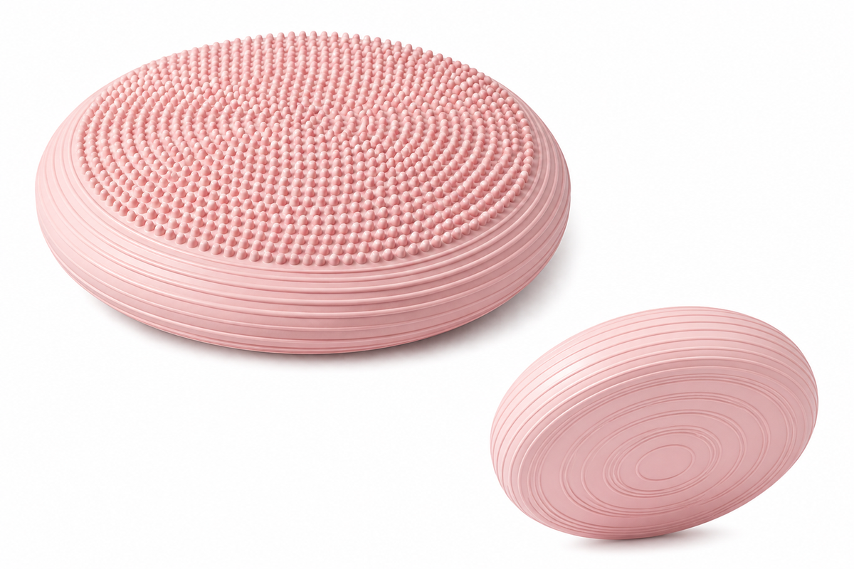 Light pink balance cushion — top and underside detail