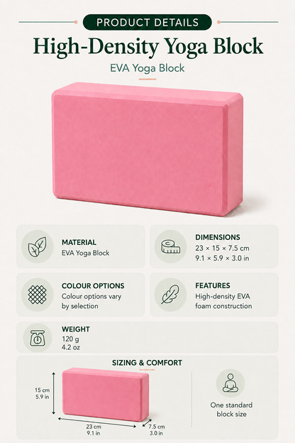High-Density Yoga Block — product specifications and sizing