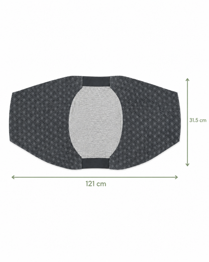 Maternity belly support band dimensions: 121 cm by 31.5 cm