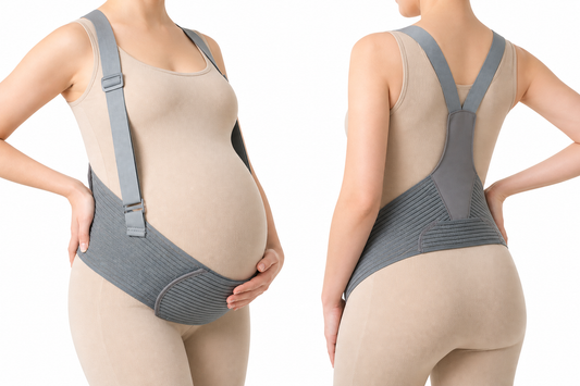 Maternity Support Belt with Shoulder Straps — front and back